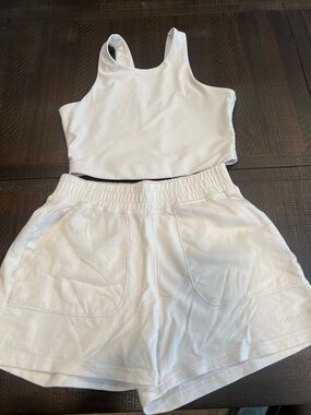 Outdoor voices white set shorts sports bra